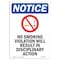 Signmission OSHA Sign, No Smoking Violation With Symbol, 14in X 10in Rigid Plastic, 10" W, 14" L, Portrait OS-NS-P-1014-V-14810 - alternate 1